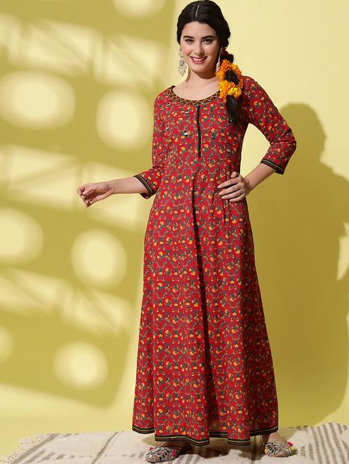 women red floral printed anarkali kurta - 21549946 - Very Small Image - 1