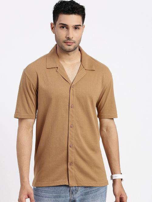 men solid short sleeve casual shirt - 21550040 - Very Small Image - 1