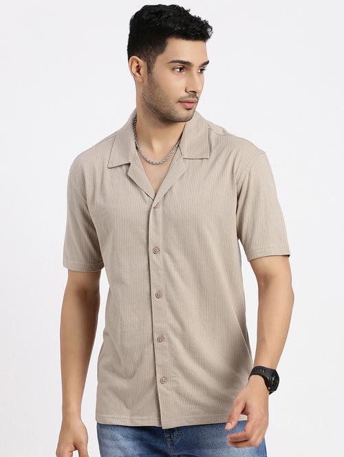 men solid short sleeve casual shirt - 21550041 - Very Small Image - 1