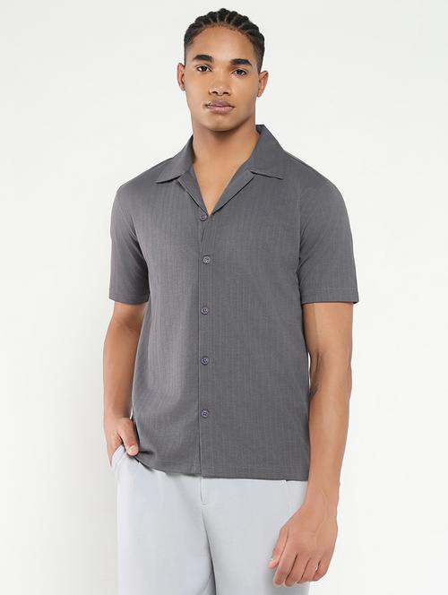 men solid short sleeve casual shirt - 21550049 - Very Small Image - 1