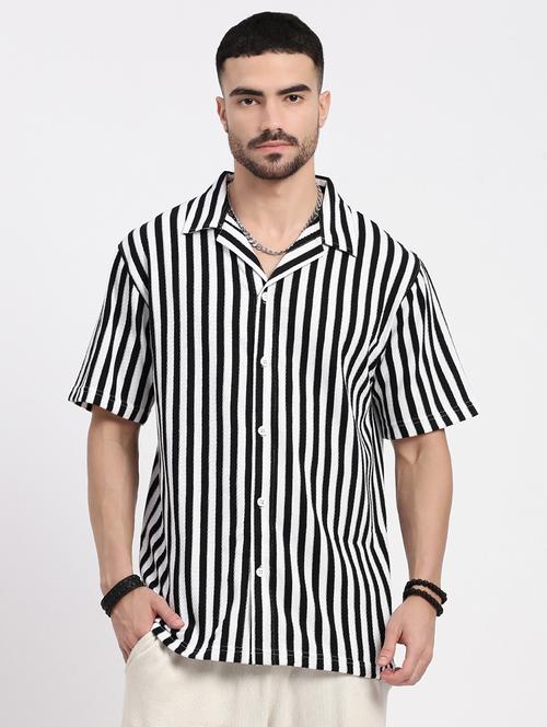 men vertical striped short sleeve casual shirt - 21550058 - Very Small Image - 1