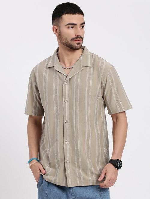 men vertical striped short sleeve casual shirt - 21550074 - Very Small Image - 1
