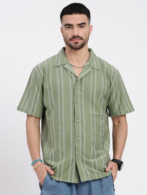 men vertical striped short sleeve casual shirt - 21550075 - Very Small Image - 1