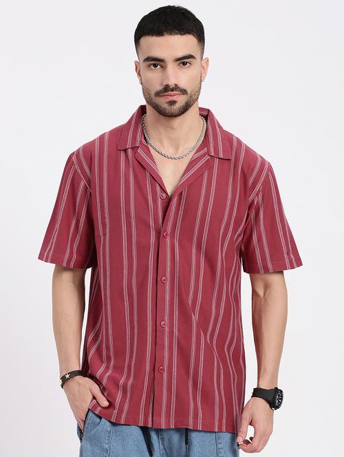 men vertical striped short sleeve casual shirt - 21550076 - Very Small Image - 1