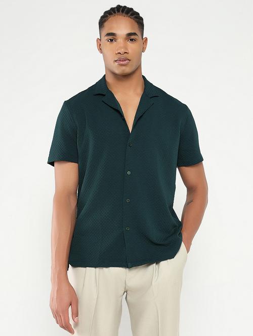 men solid short sleeve casual shirt - 21550119 - Very Small Image - 1