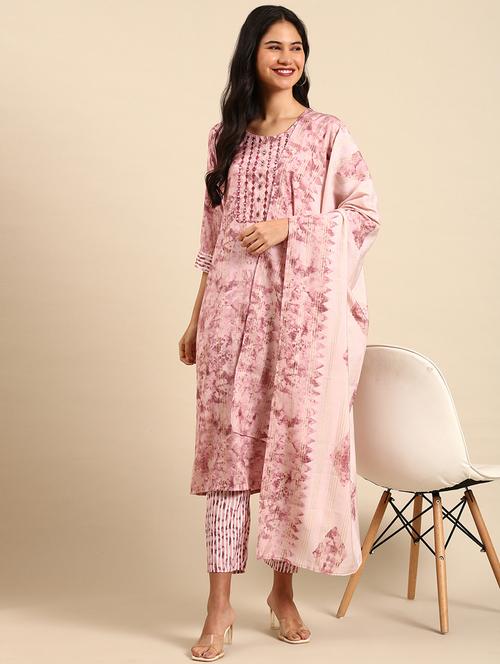 women three quarter sleeve kurta pant with dupatta set - 21550321 - Very Small Image - 1