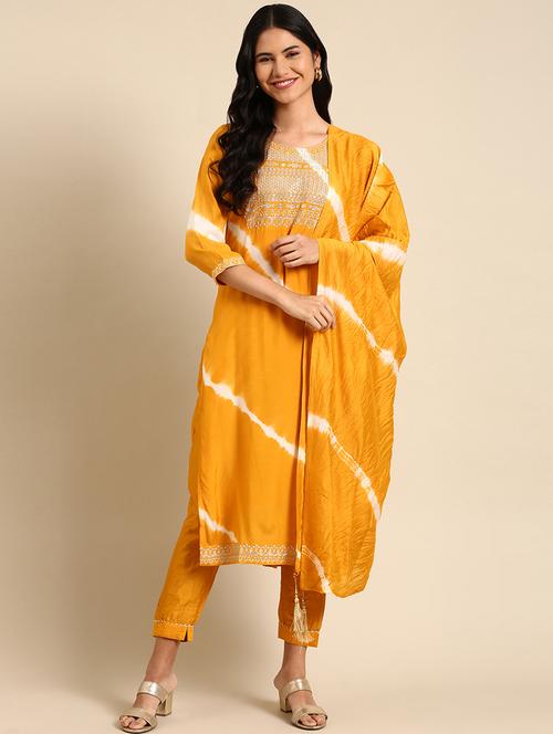 women three quarter sleeve kurta pant with dupatta set - 21550351 - Very Small Image - 1