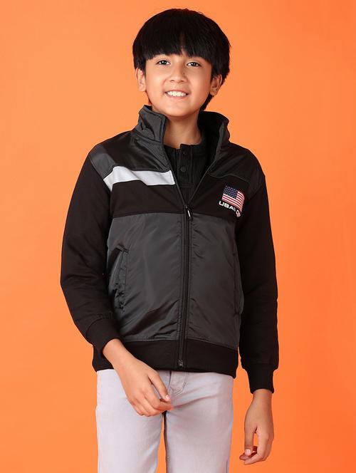boys color block long sleeve regular jacket - 21550495 - Very Small Image - 1