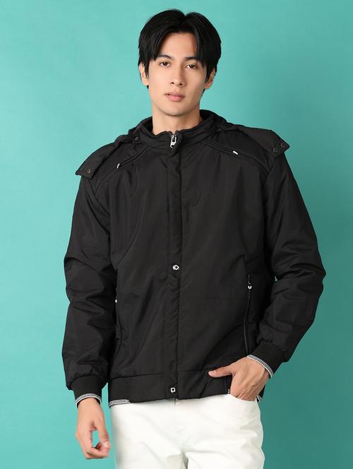 men black solid casual jacket - 21550505 - Very Small Image - 1