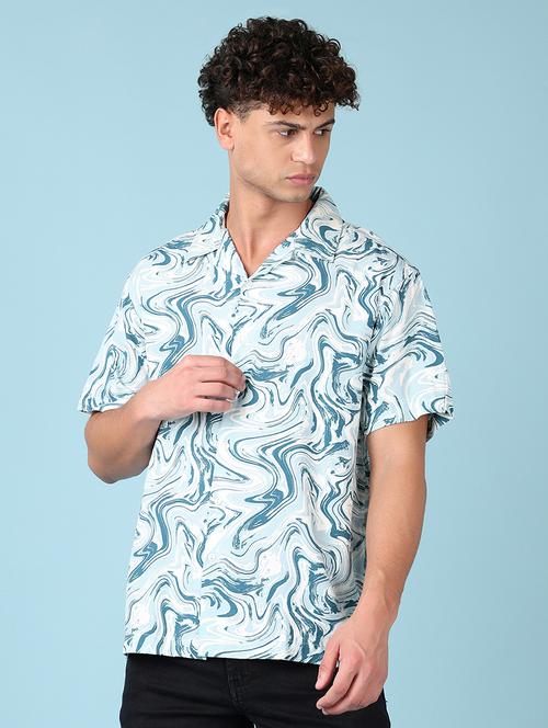 men printed short sleeve casual shirt - 21550539 - Very Small Image - 1