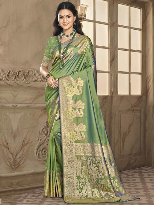 women zari work banarasi saree with blouse - 21551152 - Very Small Image - 1