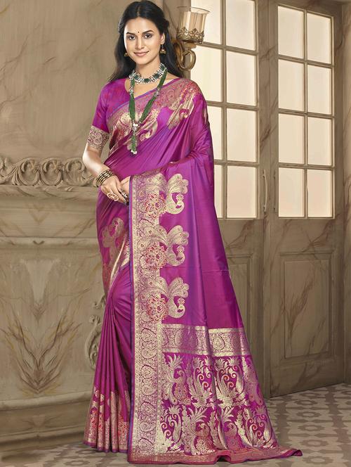 women zari work banarasi saree with blouse - 21551155 - Very Small Image - 1