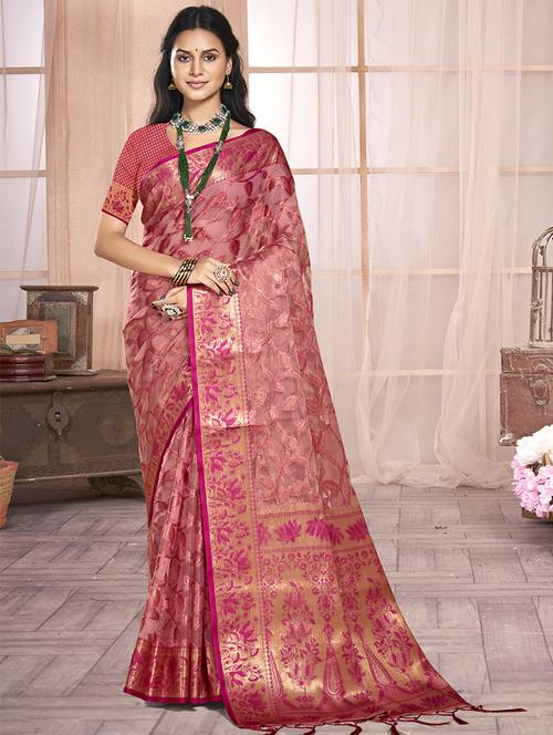 women zari work banarasi saree with blouse - 21551159 - Very Small Image - 1