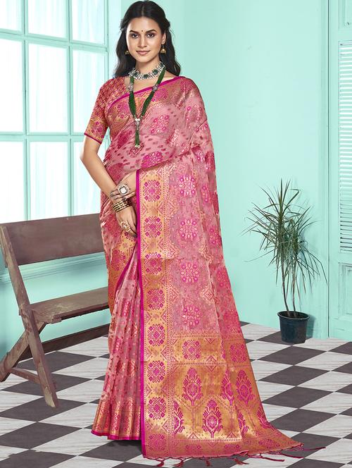 women zari work banarasi saree with blouse - 21551164 - Very Small Image - 1