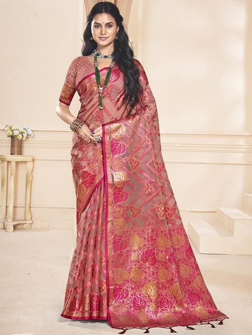 women zari work banarasi saree with blouse - 21551175 - Very Small Image - 1