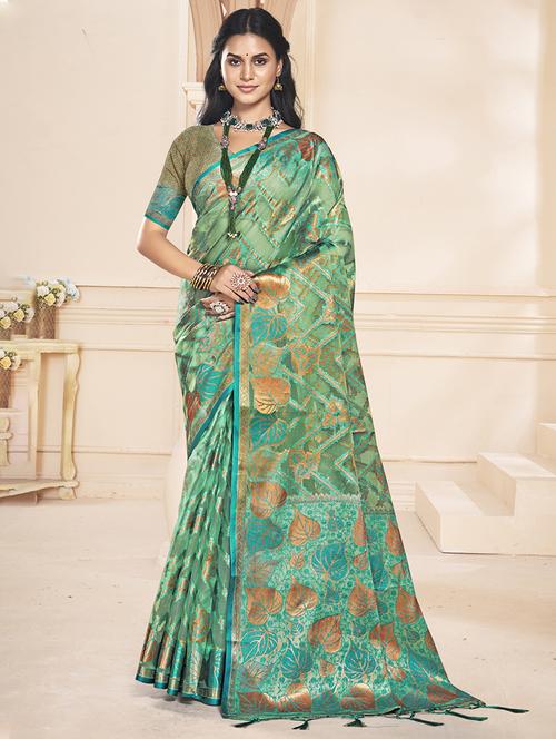 women self design banarasi saree with blouse - 21551176 - Very Small Image - 1