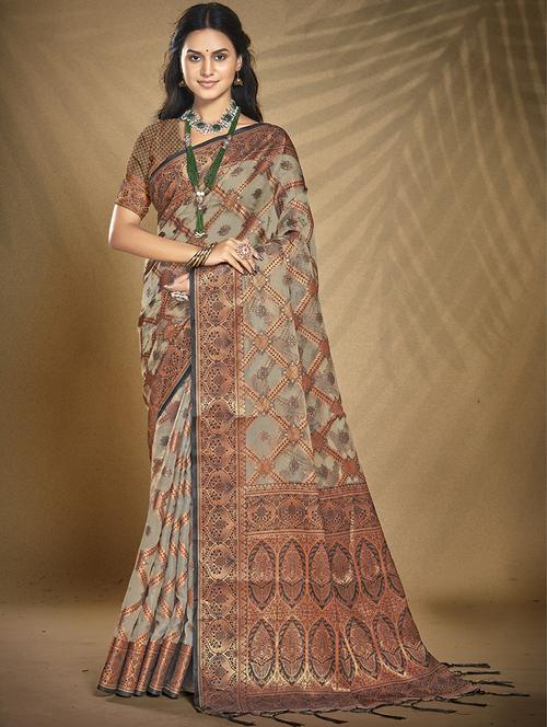 women self design banarasi saree with blouse - 21551183 - Very Small Image - 1
