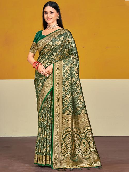 women zari work banarasi saree with blouse - 21551316 - Very Small Image - 1