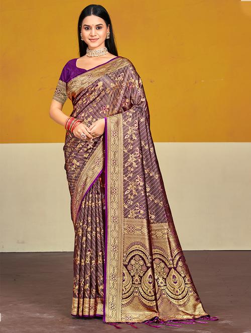 women zari work banarasi saree with blouse - 21551317 - Very Small Image - 1