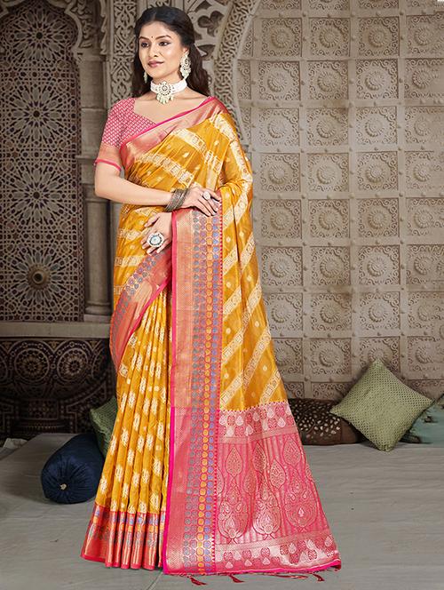 women zari work banarasi saree with blouse - 21551336 - Very Small Image - 1