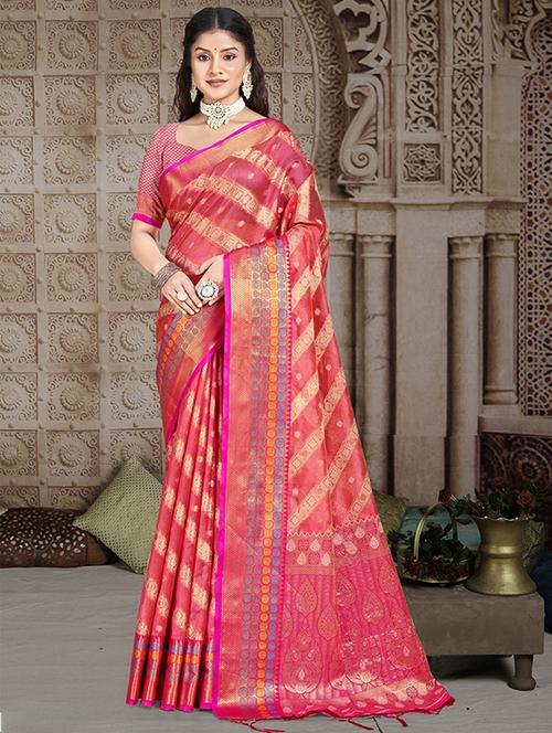 women zari work banarasi saree with blouse - 21551338 - Very Small Image - 1