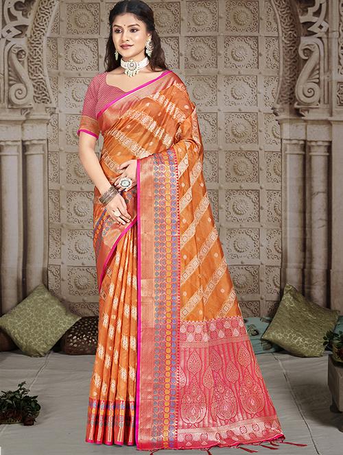 women zari work banarasi saree with blouse - 21551340 - Very Small Image - 1