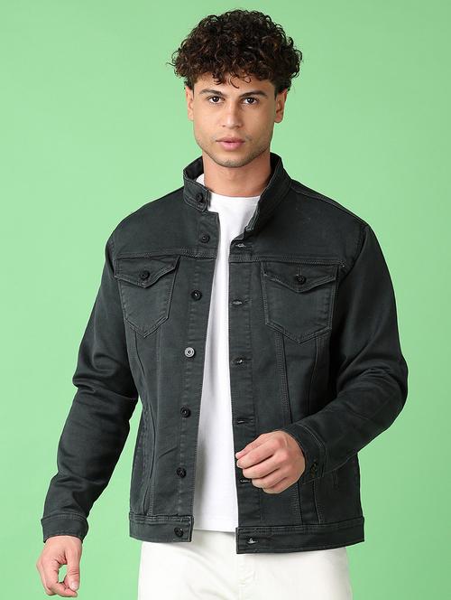 men long sleeves solid denim casual jacket - 21551475 - Very Small Image - 1