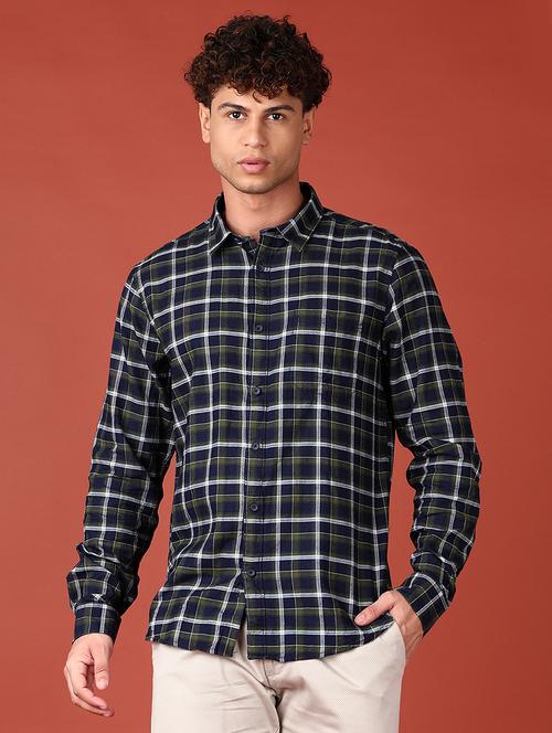 men green checks long sleeve casual shirts - 21551483 - Very Small Image - 1