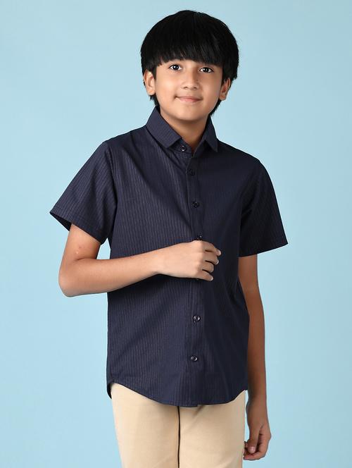 boys striped collared short sleeves shirt - 21551572 - Very Small Image - 1