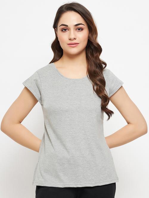 women solid otton regular t-shirt - 21552199 - Very Small Image - 1