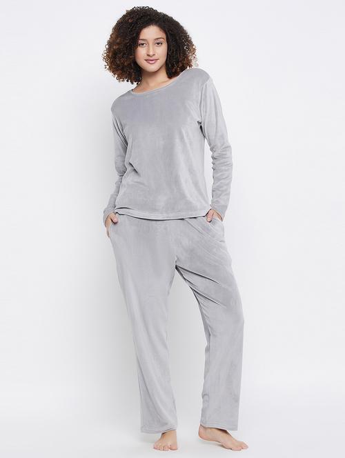women solid pyjama nightwear set - 21552313 - Very Small Image - 1