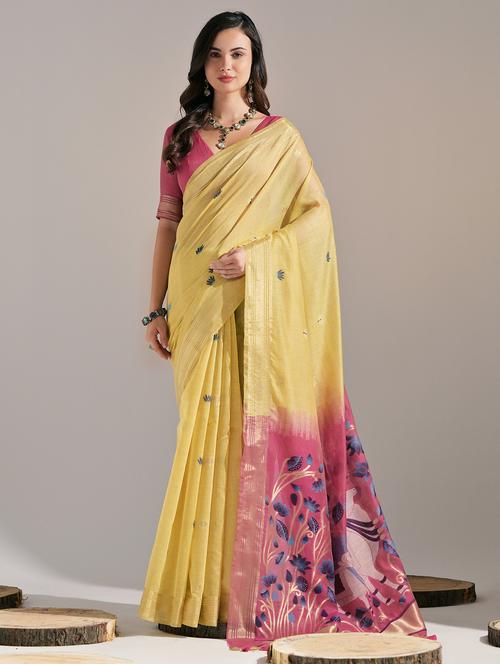 women floral handloom saree with blouse - 21552389 - Very Small Image - 1