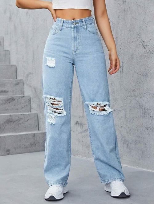 women light blue distress denim jean - 21552930 - Very Small Image - 1