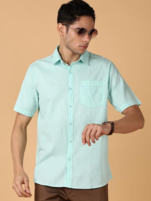 men solid short sleeve casual shirt - 21553328 - Very Small Image - 1