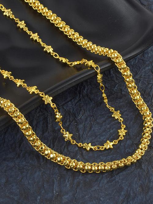 pack of 2 gold brass chain necklace - 21553715 - Very Small Image - 1