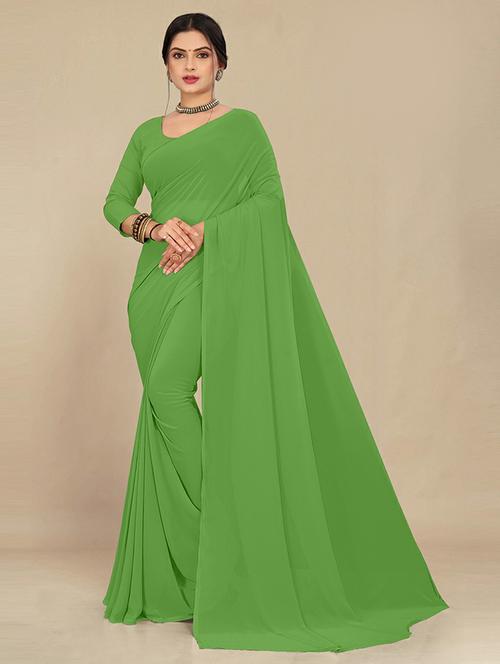 women solid georgette saree - 21553806 - Very Small Image - 1