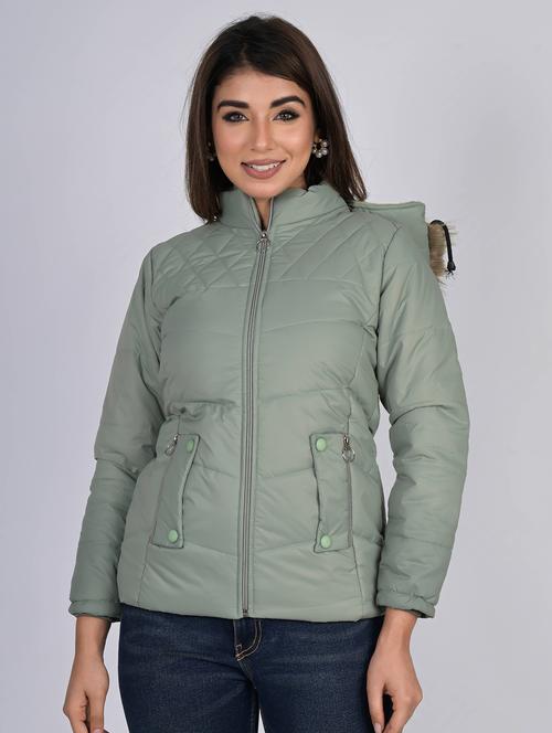 women solid long sleeves quilted jacket - 21553840 - Very Small Image - 1