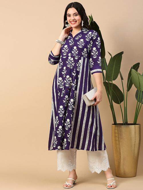 women printed collared a-line kurta - 21553941 - Very Small Image - 1