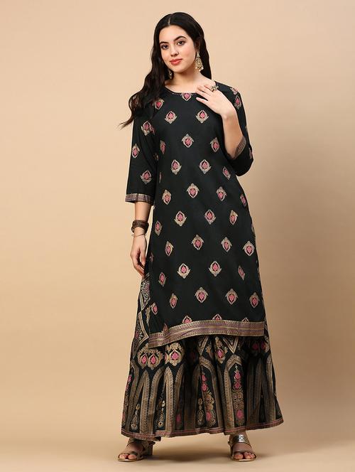 women printed kurta & sharara set - 21553983 - Very Small Image - 1