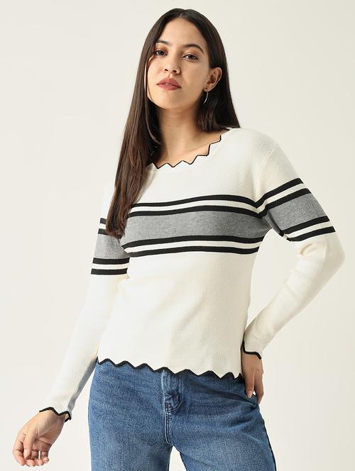 women long sleeve stripes regular top - 21554028 - Very Small Image - 1