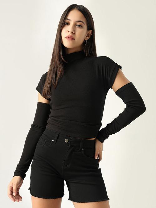 women black solid regular top - 21554043 - Very Small Image - 1