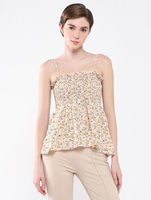 women peach floral printed peplum top - 21554048 - Very Small Image - 1