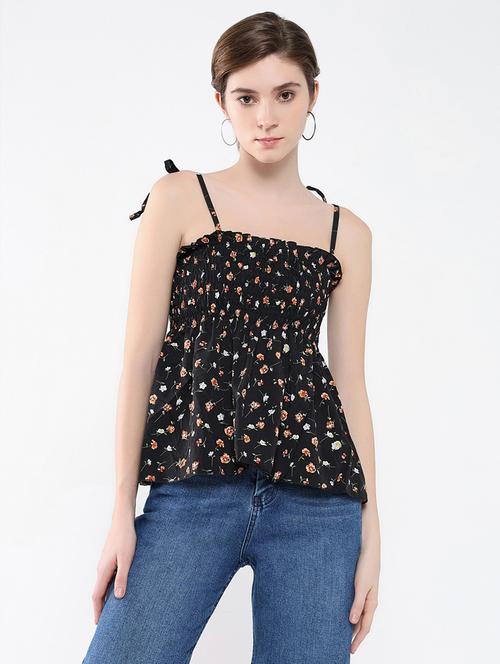 women black floral printed peplum top - 21554051 - Very Small Image - 1