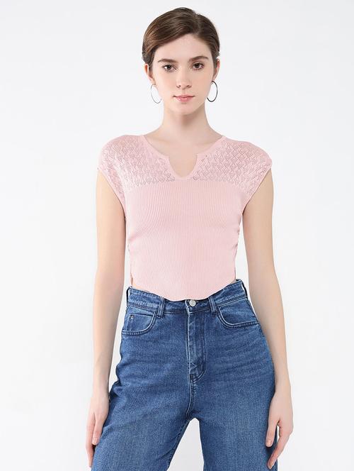 women pink self-designed crop top - 21554086 - Very Small Image - 1