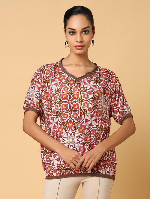 women red printed regular top - 21554099 - Very Small Image - 1