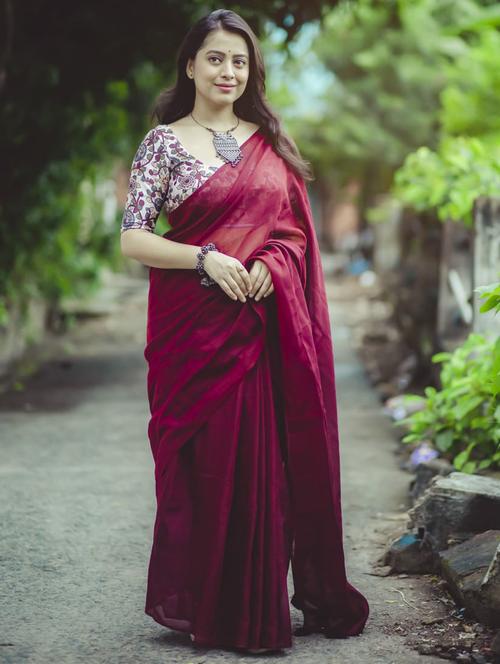 women mariin solid plain saree - 21554295 - Very Small Image - 1