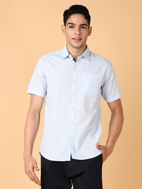 men solid short sleeve casual shirt - 21554780 - Very Small Image - 1