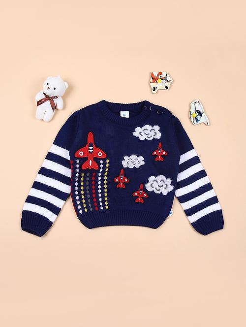 boys self design long sleeve sweater - 21554869 - Very Small Image - 1