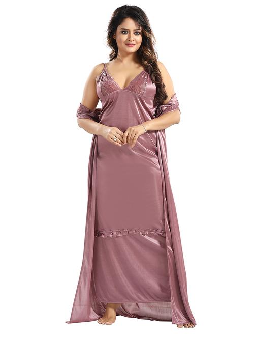 women lace detailed nighty with robe - 21555195 - Very Small Image - 1