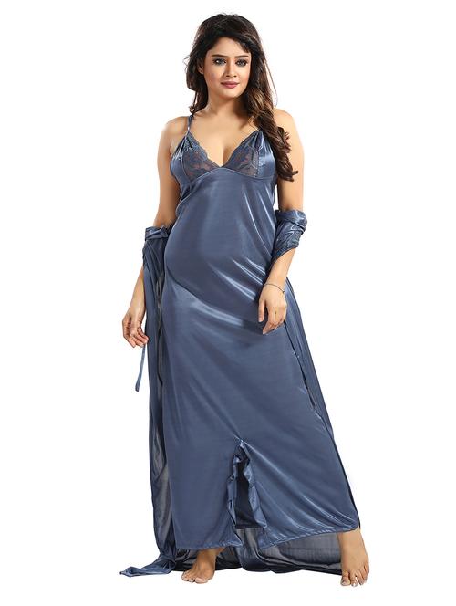 women lace detailed nighty set - 21555201 - Very Small Image - 1